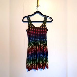 Blackmilk rainbow pixel space invaders dress small